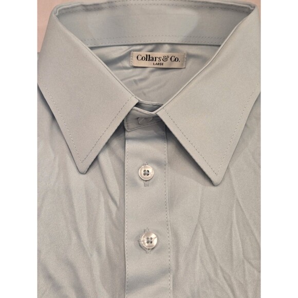 NWOT Collars & Co Men’s L English Spread Collar Polo Shirt – Light Blue Solid - Picture 4 of 7